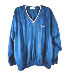 Izod Golf Men V Neck Blue Long Sleeve Pullover Windbreaker Jacket Shirt Large